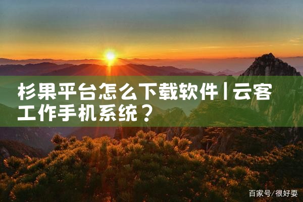 杉果平台怎么下载软件